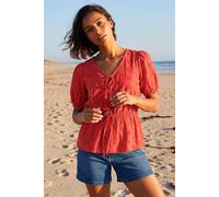 Dusk Women's Puff Sleeve Broderie Top in Orange | Size: 16 Dusk Orange 16