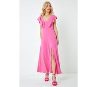 Dusk Women's Ruffle Detail Midi Dress in Pink | Size: 10 Dusk Pink 10