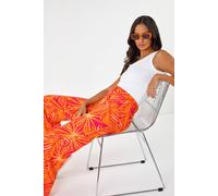 Dusk Women's Shell Print Wide Leg Trouser in Orange | Size: 10 Dusk Orange 10