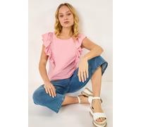 Dusk Women's Short Sleeve Ruffle Stretch Tee in Pink | Size: 16 Dusk Pink 16