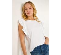 Dusk Women's Short Sleeve Ruffle Stretch Tee in White | Size: 12 Dusk White 12