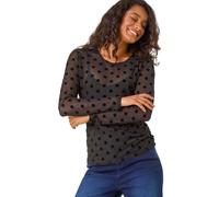 Dusk Women's Spot Detail Mesh Top in Black | Size: 12 Dusk Black 12
