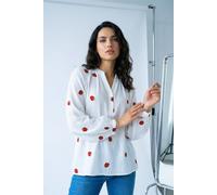 Dusk Women's Strawberry V-Neck Tunic Top in Ivory | Size: Medium Dusk Ivory M