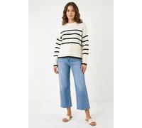 Dusk Women's Stripe Knit Jumper in Ivory | Size: 14 Dusk Ivory 14
