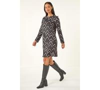 Dusk Women's Stripe Swing Stretch Dress in Black | Size: 18 Dusk Black 18