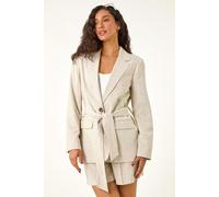 Dusk Women's Stripe Tie Belt Blazer in Stone | Size: 12 Dusk Stone 12