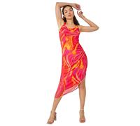 Dusk Women's Swirl Ruched Asymmetric Stretch Dress in Pink | Size: 10 Dusk Pink 10