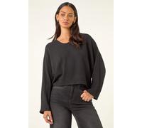 Dusk Women's Textured Batwing Top in Black | Size: 12 Dusk Black 12