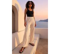 Dusk Women's Textured Jersey Trouser in Cream | Size: 10 Dusk Cream 10