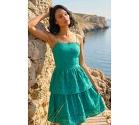 Dusk Women's Tiered Broderie Dress in Green | Size: 18 Dusk Green 18