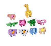 DuskHaven 10 Pieces Educational Puzzle Building Blocks Interactive Sensory And Acrylic Material for Children Develops F Recognition, Animals