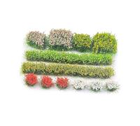 DuskHaven 12 Miniature Artificial Grass Tufts, Vegetation Groups, Flowers, Model Railroading Kit, Nylon Fiber Terrain Suitable for, Style A