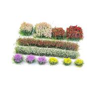 DuskHaven 12 Miniature Artificial Grass Tufts, Vegetation Groups, Flowers, Model Railroading Kit, Nylon Fiber Terrain Suitable for, Style E