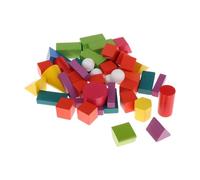 DuskHaven 45 Pieces Geometric Solid Blocks Wooden Educational Toys Math Manipulatives Shapes Classroom Learning Supplies Suitable for Kindergarten Preschool Ele