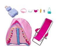 DuskHaven 9-Piece Doll Camping Tent Set, Mini Beach Chair Accessory, Role Play Set for Children, Lightweight PP, Suitable for Decoration, Gift, Indoor Play, 9PCS