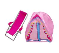 DuskHaven 9-Piece Doll Camping Tent Set, Mini Beach Chair Accessory, Role Play Set for Children, Lightweight PP, Suitable for Decoration, Gift, Indoor Play, 2PCS