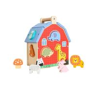 DuskHaven Animal Shape Sorting Game for Children, Shape Sorting House, Preschool Cognitive Learning Wooden Blocks, Birthday Gift