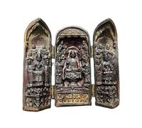 DuskHaven Antique Craft Statue Buddha Figurine Triptych Resin Shrine Religious Carved Panel Folding Altar Collector Distinctive Compact Piece Suitable for Meditation Corners Shelves