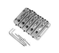 DuskHaven Bass Bridge for 5-String Bass Guitar with Sturdy Fixed Metal Saddle, Fully Compensated Bridge, Easy to Install, Modern Look, Wear-Resistant, silver