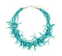 DuskHaven Beaded Necklace Chunky Bib Statement Necklace 18 Inch Neck Cork Trendy Jewelry Cluster Beach Valentine's Day Gift for Her, Blue