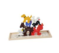 DuskHaven Cartoon Puzzles Wooden 3D Educational Toy Early Learning Creative Art Crafts Sensory Development Suitable for Boys Girls Activities, Farm Animals