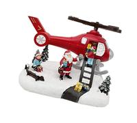 DuskHaven Christmas Music Box Santa Figurine Resin Rotating Musical Ornament Lighted Helicopter Tabletop Sculpture Suitable for Indoor Festival Table Decoration, Style B