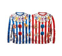 DuskHaven Couple's Clown Costume Sweatshirt for Stage Performances Adults, Blue Red