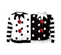 DuskHaven Couple's Clown Costume Sweatshirt for Stage Performances Adults, White Black