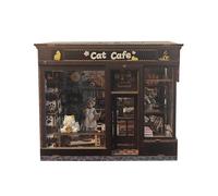 DuskHaven DIY Miniature Cat Cafe Set, Bookend, Hobby Toy, Craft Gift, Collectible, Table Decoration, Shop Lighting