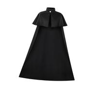 DuskHaven Halloween Cape, Clock, Spooky Accessories for Masquerade Balls And Role-playing Games, Black