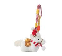 DuskHaven Keychain Representing A Horse, Soft Yarn Animal Pendant, Ideal As A Bag Accessory, Wallet Or for Parties, Red White Scraf