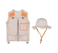 DuskHaven Kids Explorer Costume Set Vest Hat Pretend Cloth Material Suitable for Kids Outdoor Exploration Archaeology, Orange