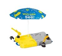 DuskHaven Kids Sandbox with Umbrella Digger Sensory Activity Set Sand Tray Toy Summer PP Material Suitable for Children Gift Beach Indoor Outdoor Size