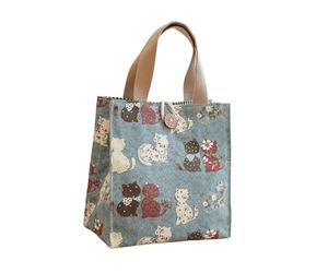 DuskHaven Lightweight Canvas Tote Bag with Multifunctional Handles, Suitable for Office, Picnics, Shopping, and Work, Green Cats