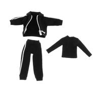 DuskHaven Male Doll Tracksuit Three Piece Outfit Set Including Action Figure Jacket Pants And Shirt Cloth Material Suitable for Collectible Display And Gift Giv, Black