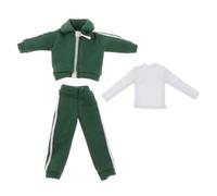 DuskHaven Male Doll Tracksuit Three Piece Outfit Set Including Action Figure Jacket Pants And Shirt Cloth Material Suitable for Collectible Display And Gift Giv, Green