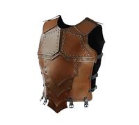 DuskHaven Medieval Chest Armour Knight Fantasy Chest Protector Steampunk Costume PU Adjustable Buckles for Men Women Cosplay Party Theater Show, brown