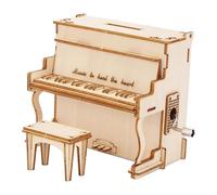 DuskHaven Piano Puzzle Wooden Model Music Box Assemblable Piggy Bank Desk Decoration Suitable for Gift Party Home Study, Style A