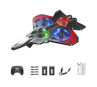 DuskHaven Remote Controlled Model Airplane, Glider, Fighter Plane, Model Airplane with 6-Channel Control And Automatic Launch, As A Gift And Aviation E, red two battery