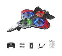 DuskHaven Remote Controlled Model Airplane, Glider, Fighter Plane, Model Airplane with 6-Channel Control And Automatic Launch, As A Gift And Aviation E, red single battery