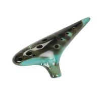 DuskHaven Tiny Ocarina Portable Instrument 12 Holes Alto C Lightweight Practical Ceramic with Music Sheet Suitable for Performance Beginner Family Friends, Green