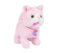 DuskHaven Walking Cat Toy Stuffed Animal Figure with Recording And Walking Functions for Child Development Suitable for Playroom Gift Giving, Pink
