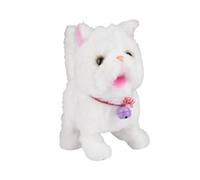 DuskHaven Walking Cat Toy Stuffed Animal Figure with Recording And Walking Functions for Child Development Suitable for Playroom Gift Giving, White