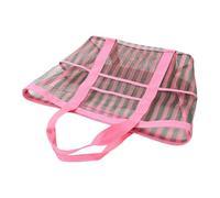 DuskHaven Women's Reusable Mesh Tote Bag with Pockets for Swimming, Weekend, Errands, Green Pink