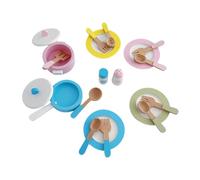 DuskHaven Wooden Toy Plates And Dishes Set Includes Pretend Play Kitchen Accessories Utensils Simulation Cooking Pots Pans for Learning Suitable for Gift