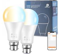 DUSKTEC Alexa Light Bulbs 2 Pack, 12W (120W Equivalent) Bayonet Light Bulbs Warm to Daylight White Dimmable, Bluetooth App Control B22 Base LED Bulb Timer, A60 Smart Light Bulb for Bedroom Living Room