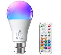 DUSKTEC Colour Changing Light Bulb Bayonet, 12W B22 LED Bulbs with Remote | 1300LM, 9 RGB Colours/Warm White/Cool White, DIY/Timer/Sleep Mode, No Flicker Lightbulbs for Home