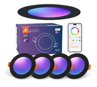 DUSKTEC LED Downlights Ceiling RGB Alexa Dimmable Black, Smart Spot Lights Bluetooth Colour Changing, APP Controlled Spotlights Warm and Cool White,10W 240V Slim Recessed Ceiling Lights 4 Inch, 4 Pack