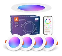 DUSKTEC RGB Downlights Alexa, Smart Colour Changing Spot Lights Ceiling 10W, 100mm Cut Out, LED Spotlights Mains, Warm White to Cool White Dimmable Ceiling Recessed Lights Bluetooth APP Control