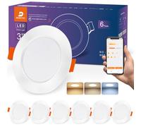 DUSKTEC Smart Downlights for Ceiling 6 Pack, APP Controlled LED Spot Lights | Compatible with Alexa, Warm White to Daylight Dimmable 240V, 68-80mm Cut Out, IP44 Recessed Ceiling Lights Bluetooth 7W 660LM